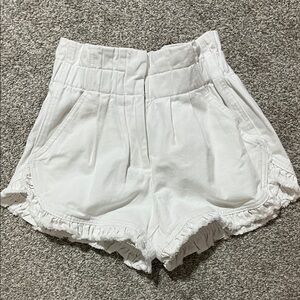 ANTONIO MELANI White High Waist Ruffle Shorts